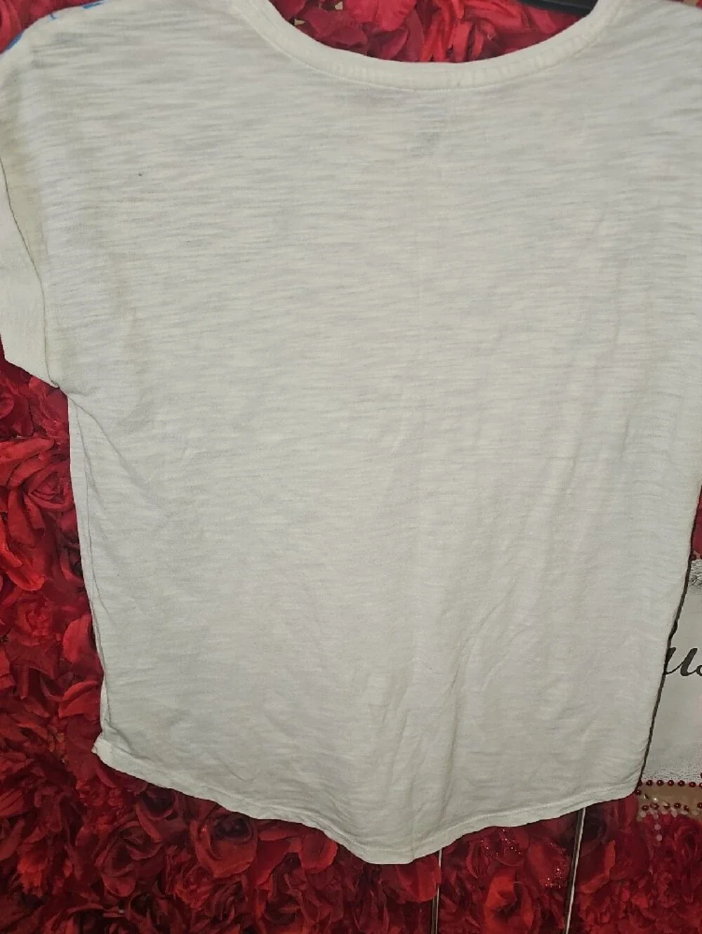 Old Navy Girls White Tee with Blue Palm Graphic Size Xlarge 14/16